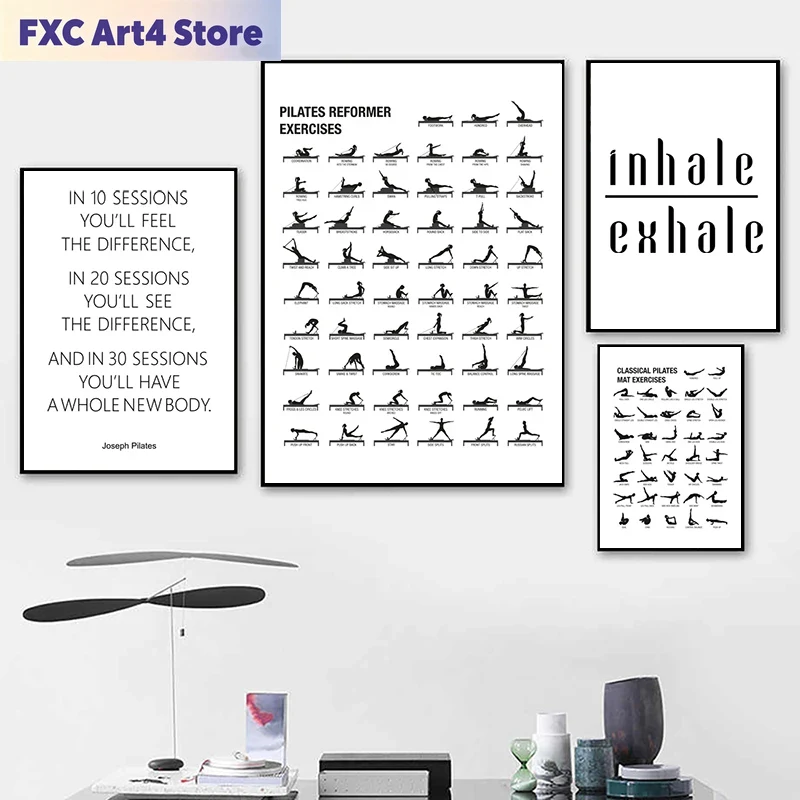 Fitness Yoga Pilates - Affiche de tableau d'entraînement Pilates sans