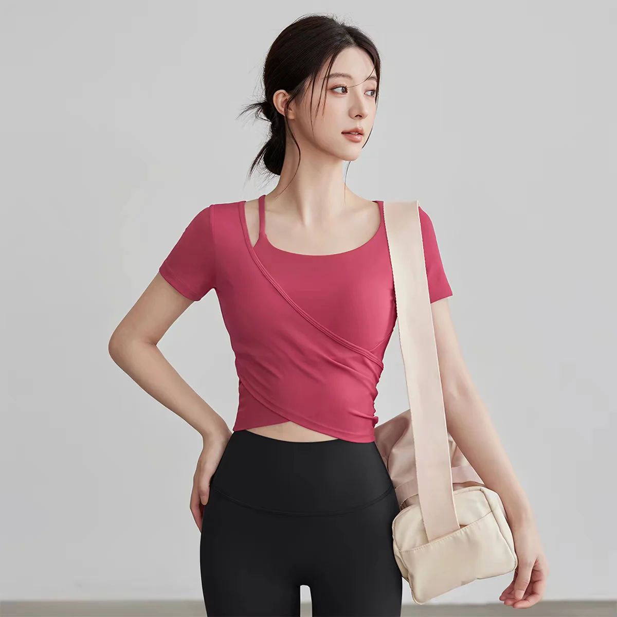Vêtements de yoga à manches lo - Pilates Yoga Wrap Top avis et prix